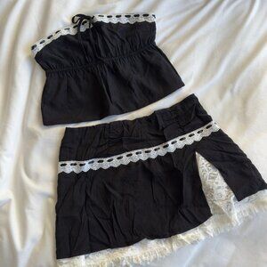 Tiger Mist Black White Lace Matching Set Darcy Top and Jaz Skirt NWT